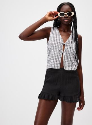 Twik Womens Ruffled elastic-waist mini short