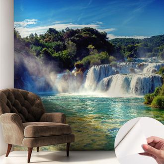 Tulup Carta Da Parati Autoadesiva - Fotomurale - Decorazione Parete - Murale - Adesivo Da Muro - Paesaggio Con Cascata 250x250 Cm