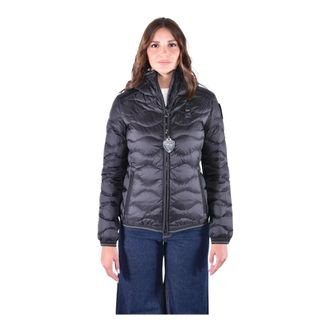 Blauer Gewatteerd jack met golfstiksel - Dames - Jassen - Zwart - Maat: XS Nylon