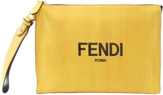 Fendi Black Yellow Leather Clutch Bag (Pre-Owned)