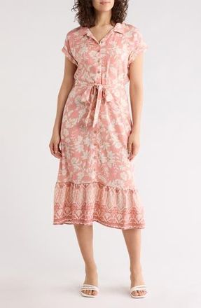 Lucky Brand Floral Belted Shirtdress in Rose Floral at Nordstrom Rack, Size Medium