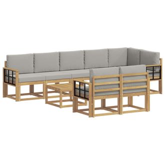 vidaXL Conjunto De Sof&aacute;s De Exterior 9 Pcs Blanco Y Gris Claro Vidaxl