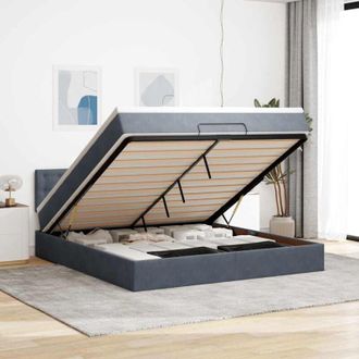 vidaXL Vidaxl - Estructura De Cama Otomana Con Colch&oacute;n Gris Oscuro 180x200cm