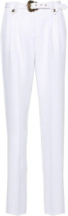 Versace Jeans Couture Baroque Buckle tapered trousers - women - Polyester/Polyester/Elastane - 42 - White