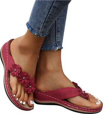 Generic Women Sandals Shoes, Orthopedic Sandals for Women Comfortable Flip Flops with Arch Support Summer Casual Wedge Sandals Slippers Dressy Comfy Platform 