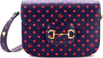 Gucci Horsebit 1955 Printed Leather Small shoulder bag - Blauw