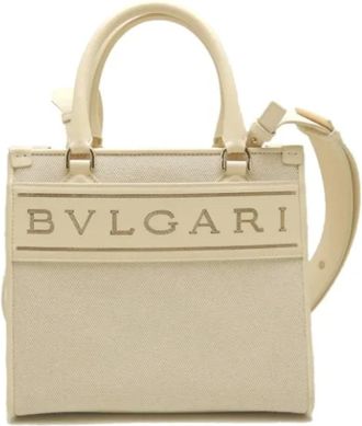 Bulgari Pre-owned Handbags, female, Beige, Size: ONE SIZE Pre-owned Canvas shoulder-bags