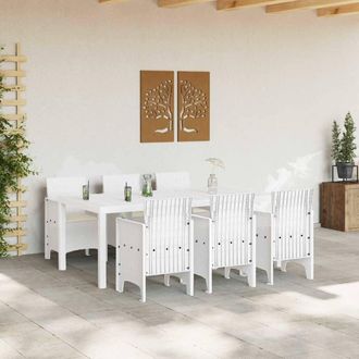 Berkfield Home 7 Piece Garden Dining Set with Cushions White Poly Rattan