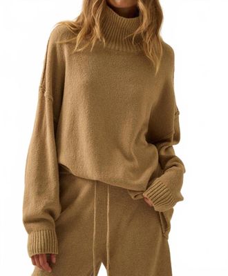 Promesa Textured Mock-Neck Sweater In Brown