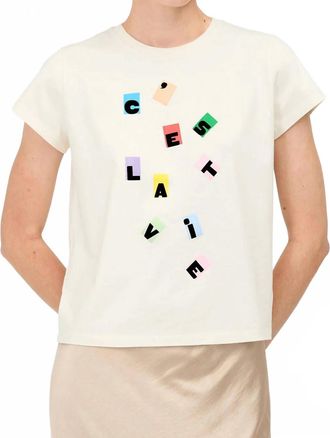 Clare Vivier Cest La Vie Classic Tee In Cream And Multi