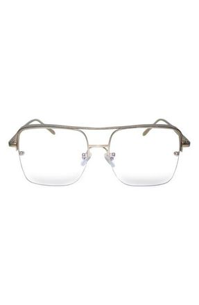 Fifth and Ninth Sunday 58mm Aviator Blue Light Blocking Glasses in Silver/Clear at Nordstrom