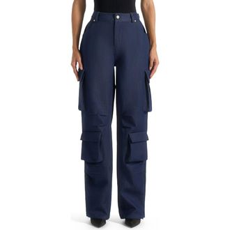 Mani&egrave;re De Voir Emilie High Waisted Cargo Pants in Indigo at Nordstrom, Size 0