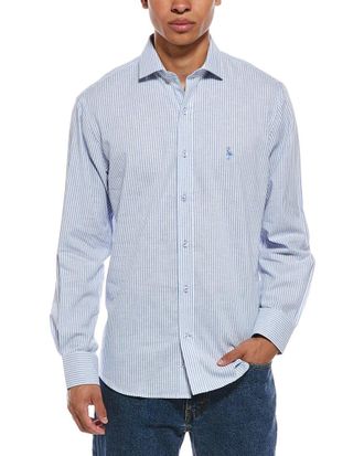 Tailorbyrd Yarn Dyed Stripe Linen-Blend Shirt