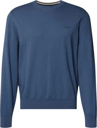 HUGO BOSS Upacas-L Trui - Heren - Ronde hals truien - Blauw - 2XL - Katoen - Truien & Vesten