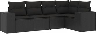 vidaXL Vidaxl - Set Divani Da Giardino 5 Pz Con Cuscini In Polyrattan Nero