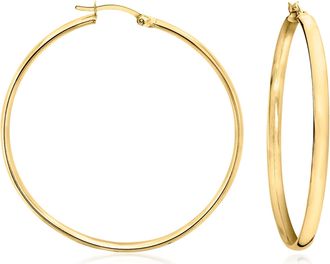 Ross-Simons 18kt Gold Over Sterling Flat Hoop Earrings