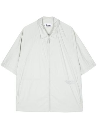 Izzue logo-print zip-up shirt - Grey
