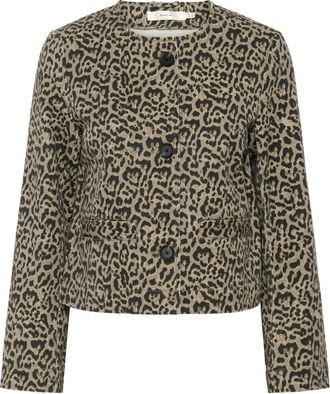 Inwear Womens Neomal Long Sleeve Jacket In Green Leopard