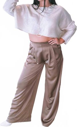 Glam Pleated High-Waisted Wide Pant In Mocha