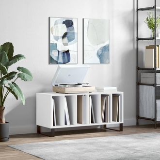 vidaXL Vidaxl - Mueble Para Discos Madera Contrachapada Blanco 100x38x48 Cm