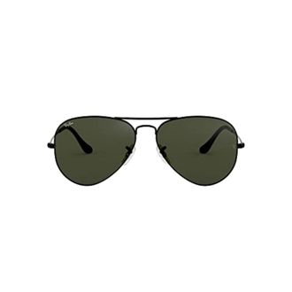 Ray-Ban mens Aviator Sunglasses, Black (Frame: Black L2823, Lenses: Gray Green), 58 mm UK