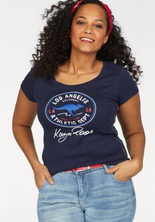 Kangaroos T-Shirt KANGAROOS, Damen, Gr. 44/46, blau (marine), Rippware, Obermaterial: 100% Baumwolle, bedruckt, kontrastfarbene Details, sehr figurbetont h&uuml;ftbe