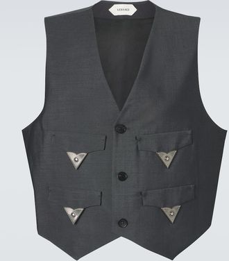 Versace Embellished wool and mohair vest