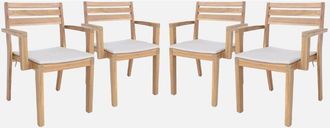 Sweeek Silla De Jard&iacute;n De Madera De Acacia Con Coj&iacute;n, Set De 4