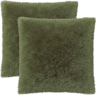 vidaXL Funda De Almohada 2 Pcs Heerlen Verde 55 X 55 Cm Fleece Pv Vidaxl