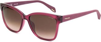 Police Sunglasses, female, Purple, Size: ONE SIZE Red Acetate Womens Sunglasses with UV Protection
