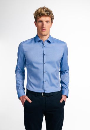 Eterna Langarmhemd ETERNA SUPER SLIM, Herren, Gr. 39, Normalgr&ouml;ssen, blau, 42% Baumwolle, 4% Elasthan, 54% Lyocell, schmal, Manschette, Hemden Langarmhemd, E