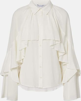 Veronica Beard Blusa Demaris in misto seta con volant