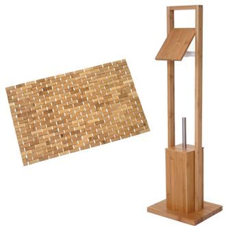 Hhg Hhg - Set De Ba&ntilde;o 560, Portarrollos De Papel Higi&eacute;nico Portarrollos De Papel Higi&eacute;nico Alfombrilla De Ba&ntilde;o Mobiliario De Ba&ntilde;o Set De Ba&ntilde;o, Bamb&uacute;