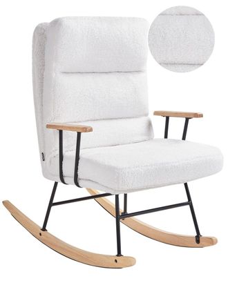 Beliani Mecedora Boucl&eacute; Blanco crema