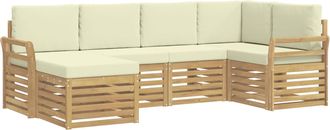 vidaXL Conjunto De Sof&aacute;s De Exterior 6 Uds. Blanco Y Crema Poli&eacute;ster Vidaxl