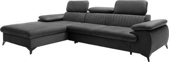 Vente-Unique Sof&aacute; cama rinconera izquierda de terciopelo gris antracita SAMARA de Pascal Morabito