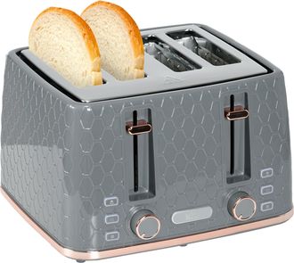 HOMCOM Toaster with 4 Slot - 7 Browning Levels - 1600W - Honeycomb - Black | TJ Hughes White