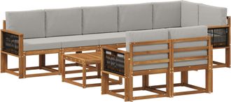 vidaXL Conjunto De Sof&aacute;s De Exterior 9 Uds. Natural Y Gris Claro Vidaxl