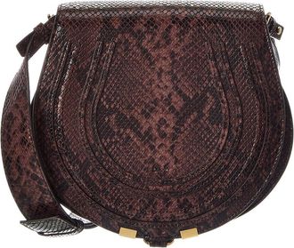 Chlo&eacute; Marcie Snake-Embossed Leather Saddle Bag