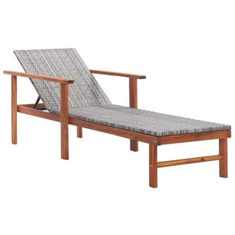 vidaXL Vidaxl - Lettino Prendisole Polyrattan E Legno Massello Di Acacia Grigio