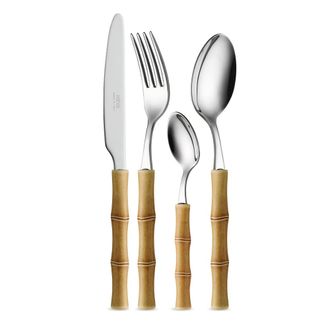 Neva Juego 24 cubiertos acero inoxidable con mango efecto bamb&uacute;