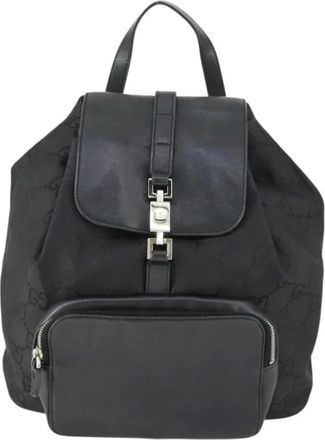 Gucci Pre-owned Backpacks, female, Black, Size: ONE SIZE Pre-owned GG Monogram Jacquard Backpack