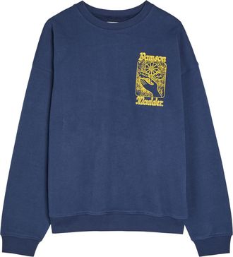 Damson Madder Daily Rituals Printed Cotton Sweatshirt - Navy - 12 (UK12 / M)
