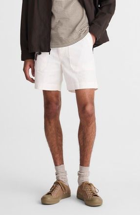 Madewell Herringbone Twill Fatigue Shorts in Soft White at Nordstrom, Size 31