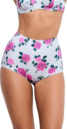 Good American Floral Satin Underwire Bikini Top in Vintage Rose001 at Nordstrom, Size X-Small