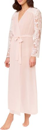 Rya Collection Royale Lace Sleeve Chiffon Robe in Blush at Nordstrom, Size X-Small