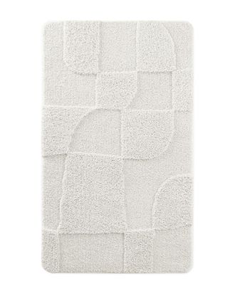 Wecon Home Alfombra de ba&ntilde;o en relieve blanca 70x120