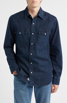 Schott NYC Cotton Denim Western Shirt in Indigo at Nordstrom, Size Xx-Large