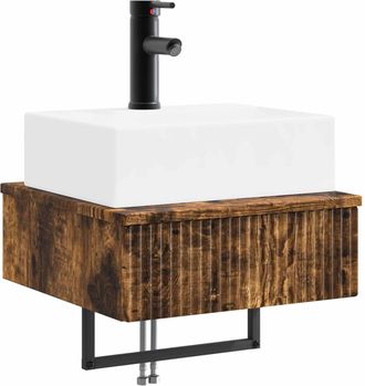 vidaXL Lavabo De Lavado Montado En La Pared Roble Ahumado Vidaxl