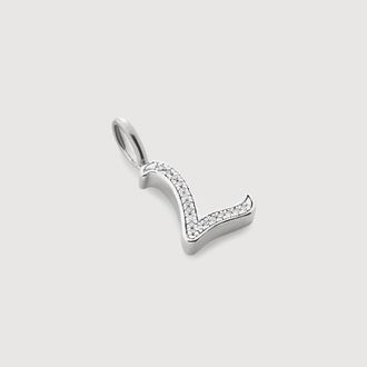 Monica Vinader Sterling Silver Alphabet L Diamond Pendant Charm Diamond